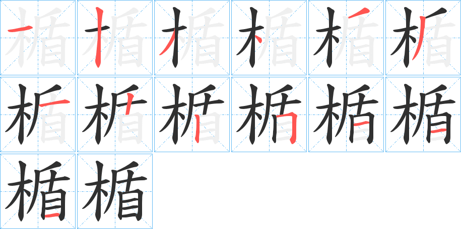 楯的笔顺分步演示图