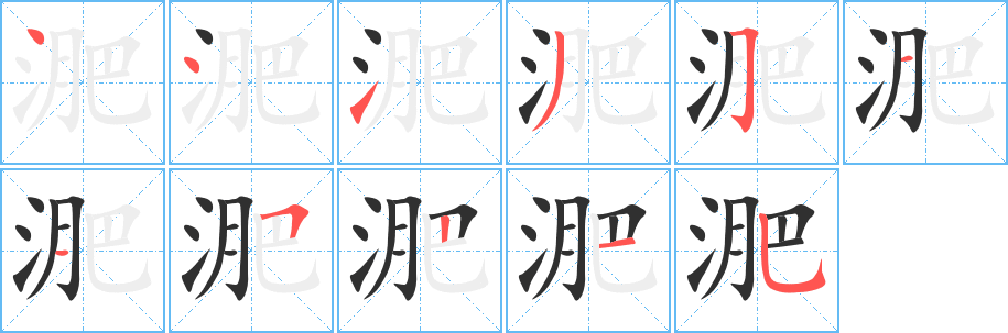 淝的笔顺分步演示图