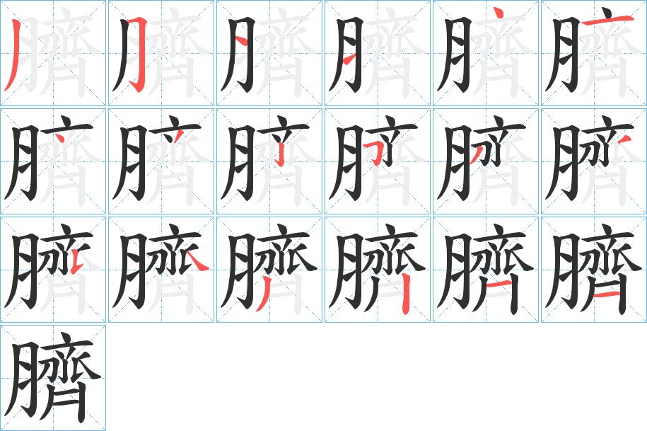 臍的笔顺分步演示图