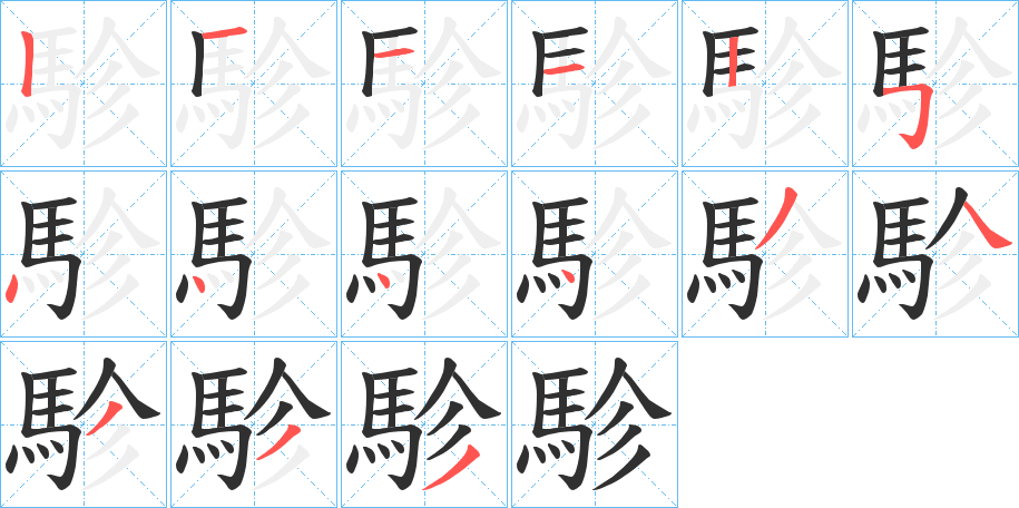 駗的笔顺分步演示图