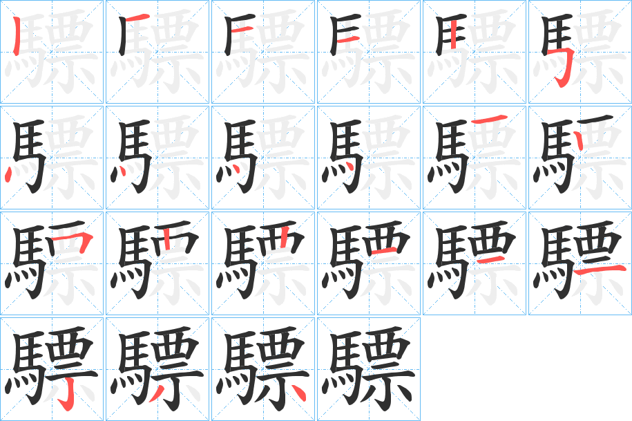 驃的笔顺分步演示图