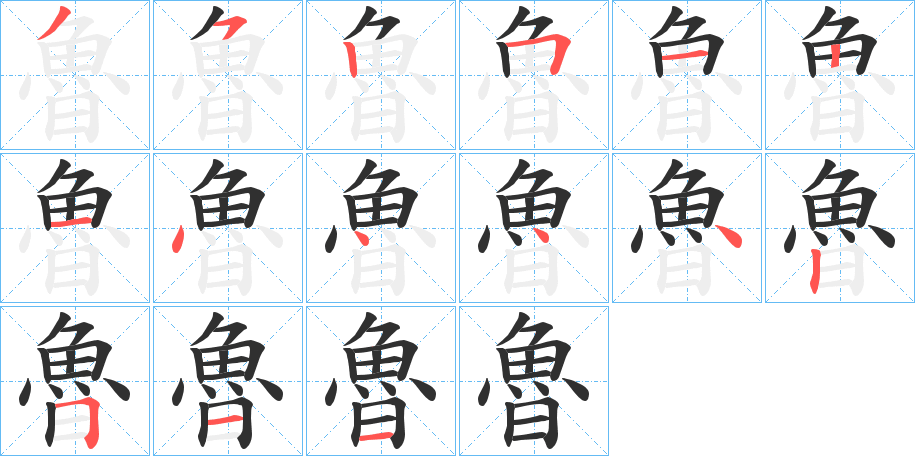 魯的笔顺分步演示图